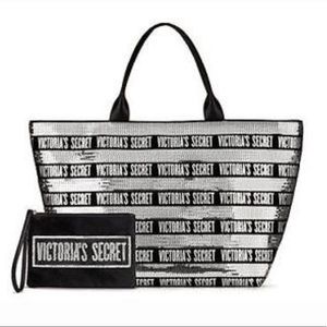 Victoria’s Secret Sequin Tote Bag w/ Makeup Bag